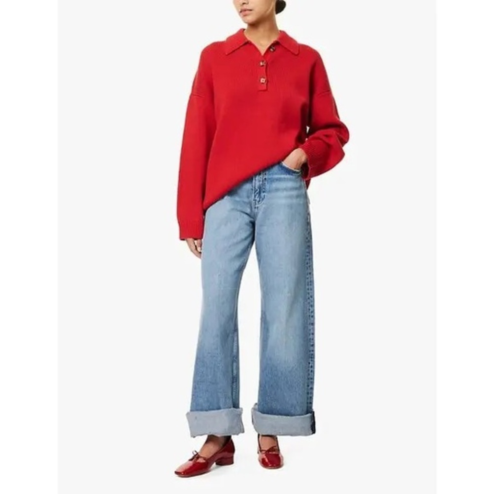NWT Reformation Brooklyn Polo Sweater size L
